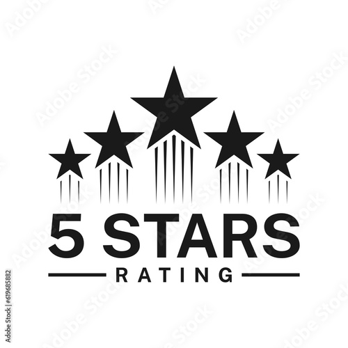 5 five star rate or review and best award icon of service satisfaction and opinion, vector symbol. 5 five star top rank or top favorite and high quality feedback or positive opinion rating icon