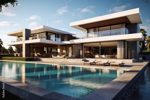 Modern villa with pool © XtzStudio