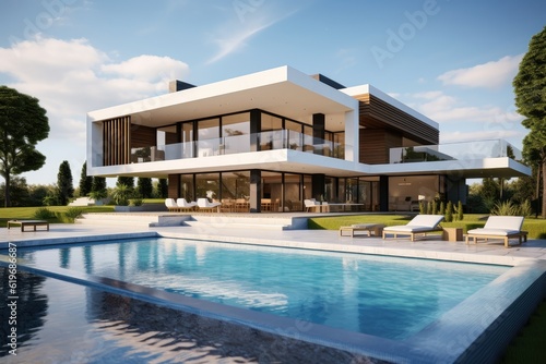 Modern villa with pool © XtzStudio