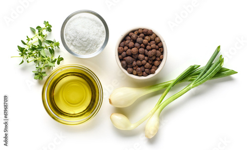 oil  salt  pepper and herbs