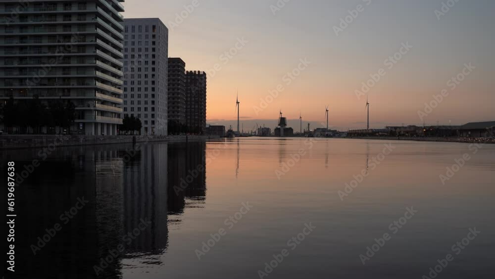 Antwerp port view at sunset Antwerp port view at sunset