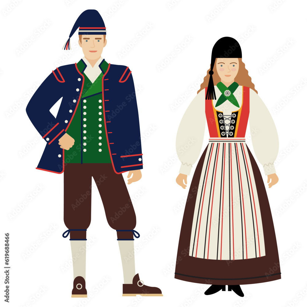 girl and young man in Icelandic folk costume