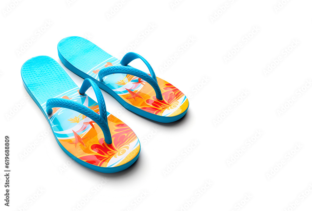 Yellow flip flops isolated on white background. Top view. Yellow flip flops isolated on white background. Top view.