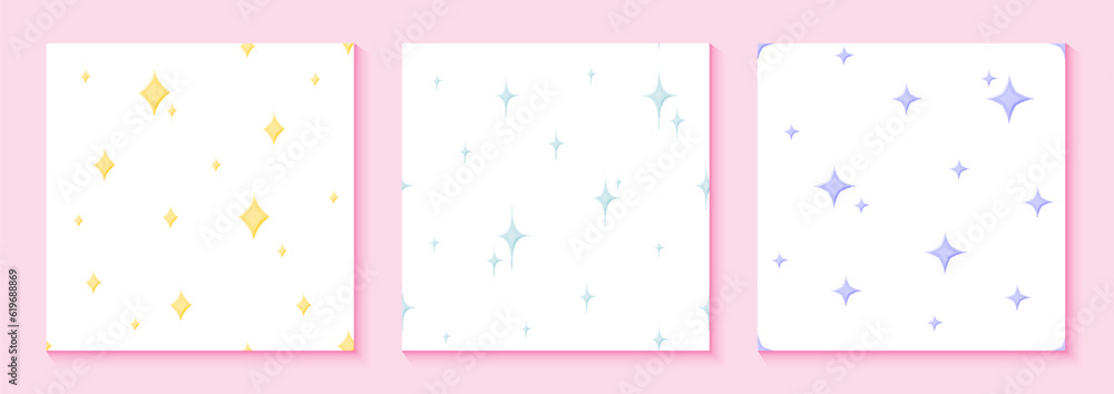 Cute star seamless pattern simple pastel flat set. Delicate yellow purple blue minimalist design baby sky space night screen saver bedding textile baby clothing toddler fabric wrapping paper print Cute star seamless pattern simple pastel flat set. Delicate yellow purple blue minimalist design baby sky space night screen saver bedding textile baby clothing toddler fabric wrapping paper print