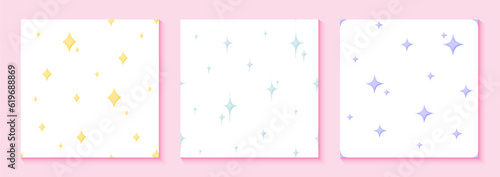 Cute star seamless pattern simple pastel flat set. Delicate yellow purple blue minimalist design baby sky space night screen saver bedding textile baby clothing toddler fabric wrapping paper print