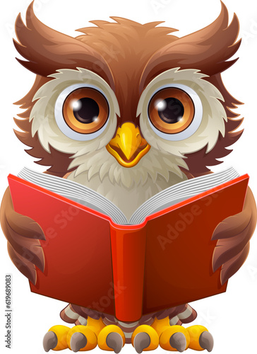 A wise owl bird cartoon cut...
