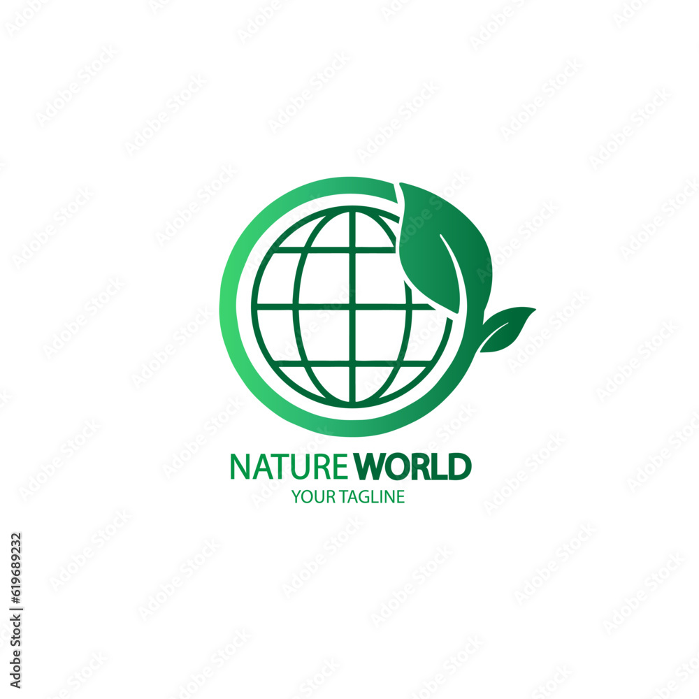 design logo nature world with leaf vector illustration design logo nature world with leaf vector illustration