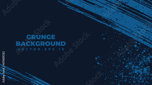 Abstract grunge background vector with paint brush effect, blue banner with copy space area