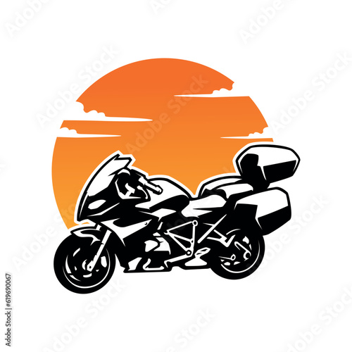 touring and adventure motorcycle logo vector