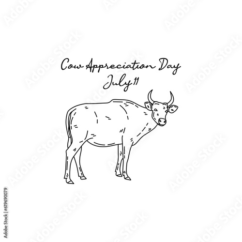 line art of cow appreciation day good for cow appreciation day celebrate. line art. illustration.