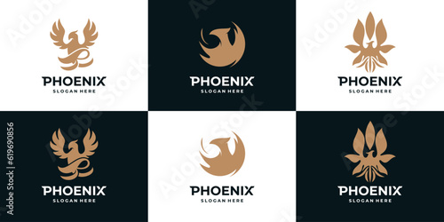 Set of phoenix luxury logo design inspiration
