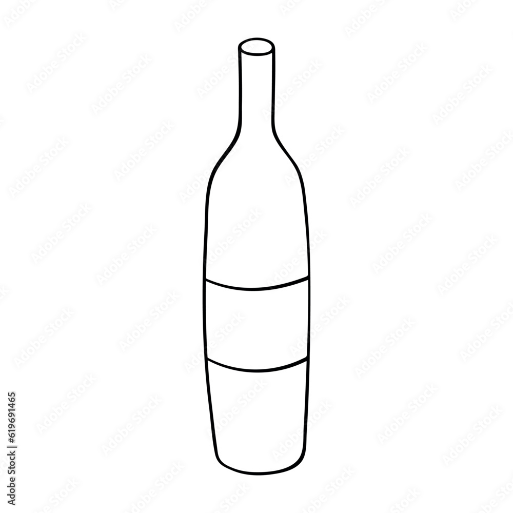 Hand drawn wine bottle illustration. Alcohol drink clipart in doodle style. Single element for design Hand drawn wine bottle illustration. Alcohol drink clipart in doodle style. Single element for design