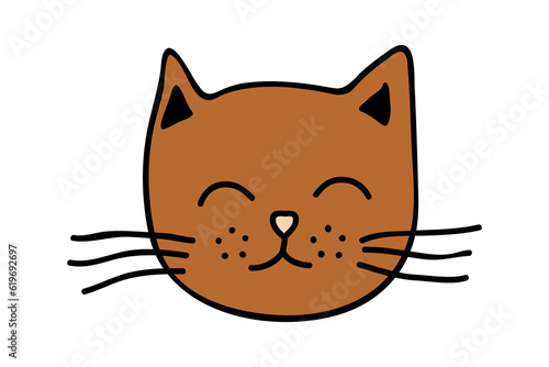 Hand drawn cat muzzle clipart. Cute pet face doodle