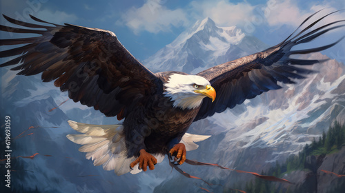american bald eagle in flight, generative ai © TheGoldTiger
