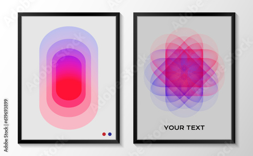 Trendy geometric aesthetic print with frames. Abstract wall arts, Poster template set, Home decoration pictures, Vector illustration,