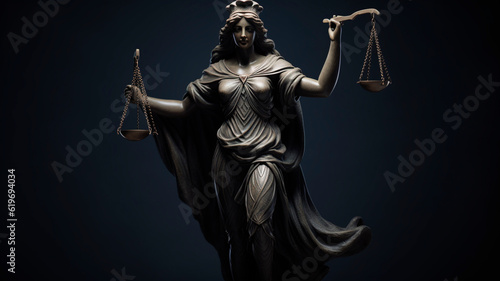 Lady justice sculpture as justitia concept. Generative AI