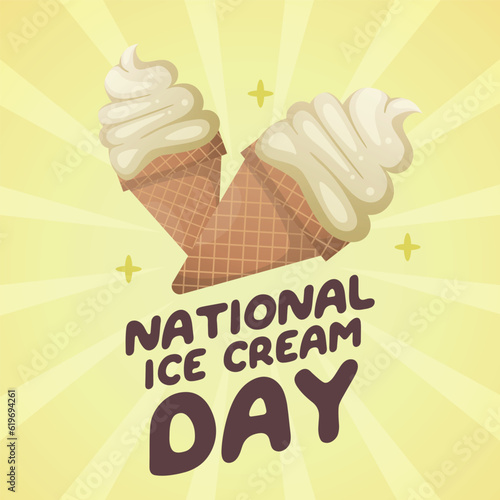 vector graphic of National Ice Cream Month  good for National Ice Cream Month  celebration. flat design. flyer design.flat illustration.