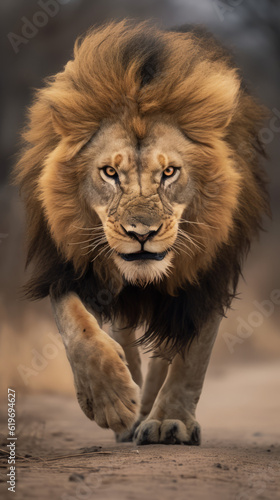 Full body of roaring animal, generative ai © TheGoldTiger