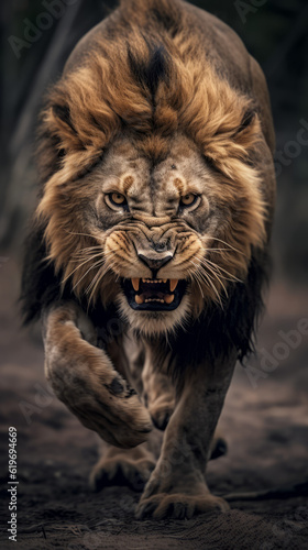 Full body of roaring animal, generative ai © TheGoldTiger