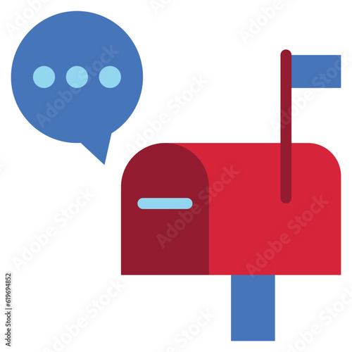 letter post speech bubble mail box message talk icon flat style