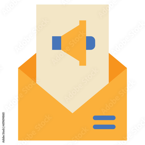 letter advertisement horn megaphone loud mail message envelope icon flat style