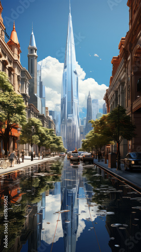 Futuristic city with great technologies, generative ai