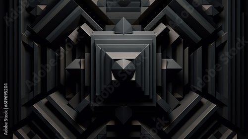 background with glowing lights  black geometry  generative ai