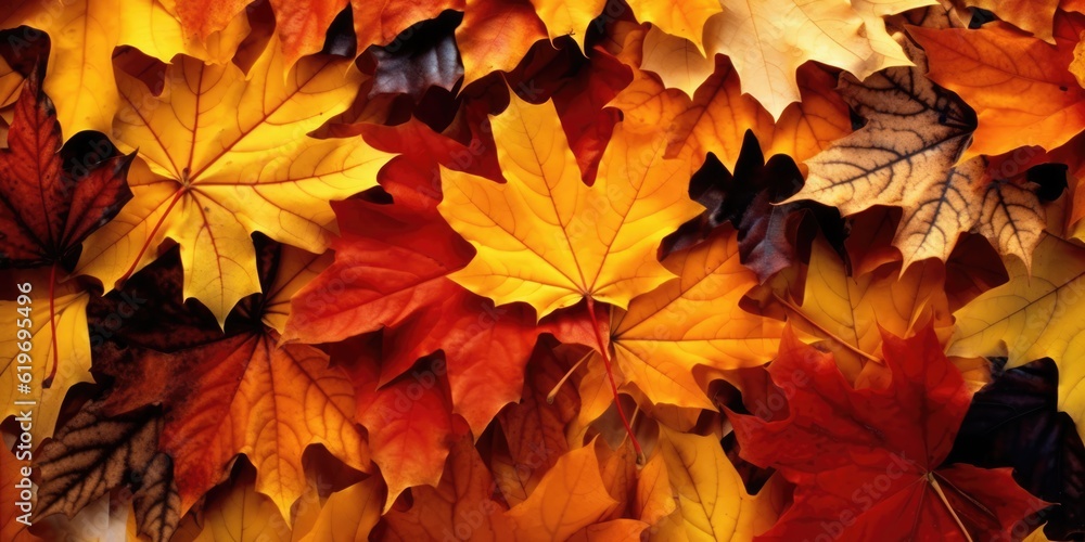 Autumn colorful leaves background, Falling leaves natural background, generative ai Autumn colorful leaves background, Falling leaves natural background, generative ai