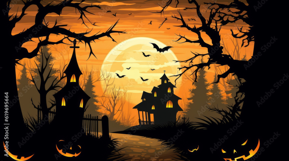 halloween background with pumpkin, generative ai