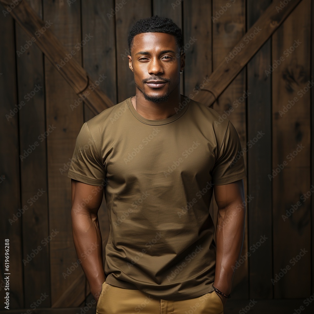 Illustration of a fashion portrait with plain t-shirt mockup , AI Generated Illustration of a fashion portrait with plain t-shirt mockup , AI Generated