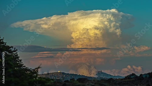 Cloudscape of a cumulonimbus cloud over Mount Olympos, Cyprus - sunset time lapse