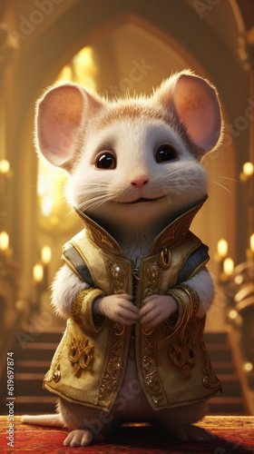 mouse and cheese, little mouse prince with cute looking, generative ai © TheGoldTiger