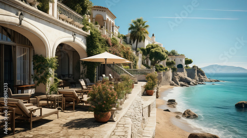 view of the town  mediterranean sea city  generative ai