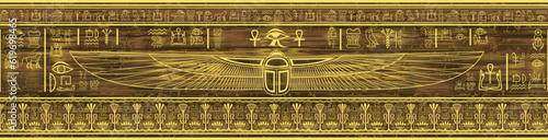 Egypt ancient ornament in golden colors. Seamless vector pattern.