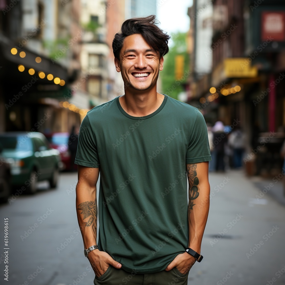 Illustration of a fashion portrait with plain t-shirt mockup , AI Generated Illustration of a fashion portrait with plain t-shirt mockup , AI Generated