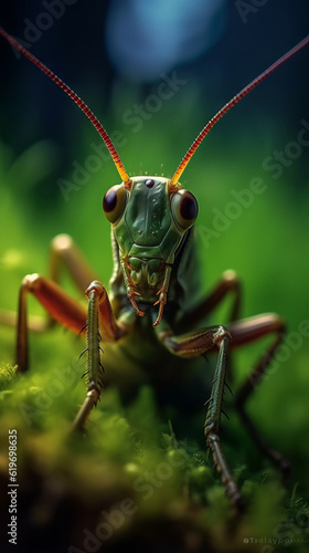 grasshopper on the grass, generative ai © TheGoldTiger