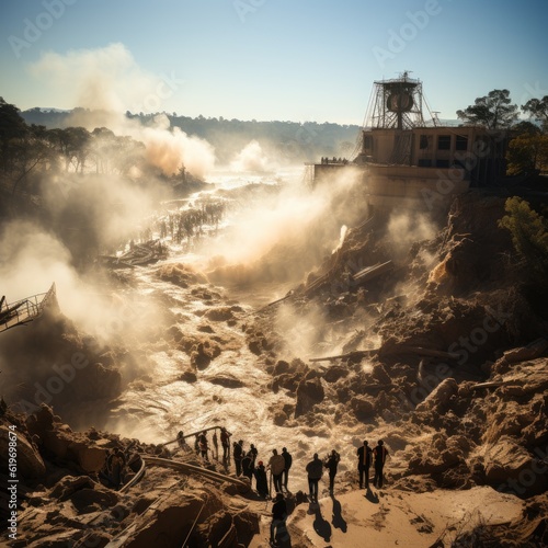 Harrowing scenes of large river floods and devastating floods.