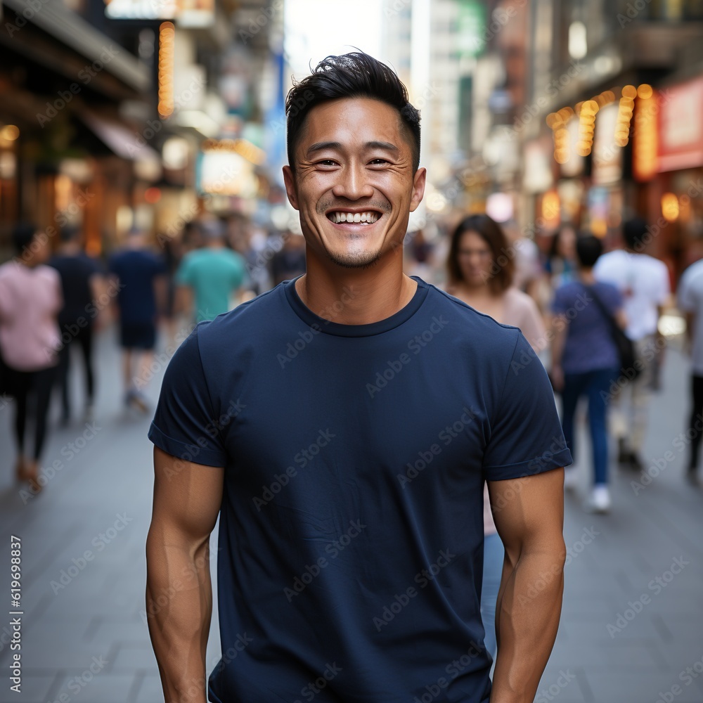 Illustration of a fashion portrait with plain t-shirt mockup , AI Generated Illustration of a fashion portrait with plain t-shirt mockup , AI Generated