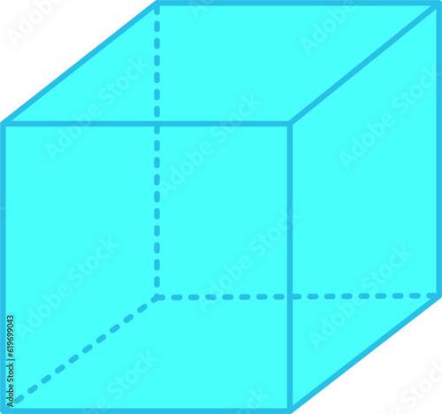 3D cubic shape, 3 dimension cube geometric.