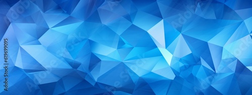 Abstract 3d texture, blue white crystal background illustration, faceted texture with gradient, macro panorama, wide panoramic polygonal wallpaper (Generative Ai)
