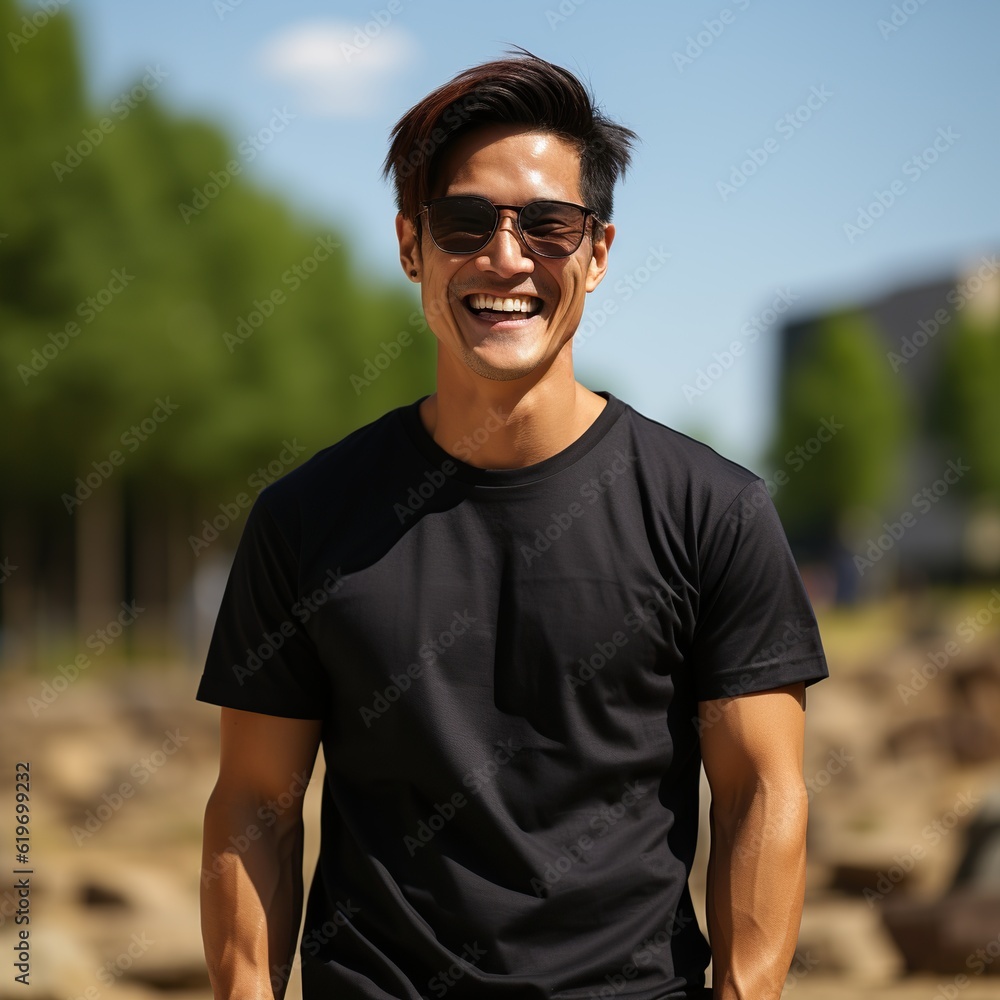 Illustration of a fashion portrait with plain t-shirt mockup , AI Generated Illustration of a fashion portrait with plain t-shirt mockup , AI Generated