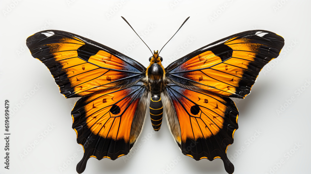 Fototapeta premium butterfly on a white, orchard butterfly on solid background, generative ai