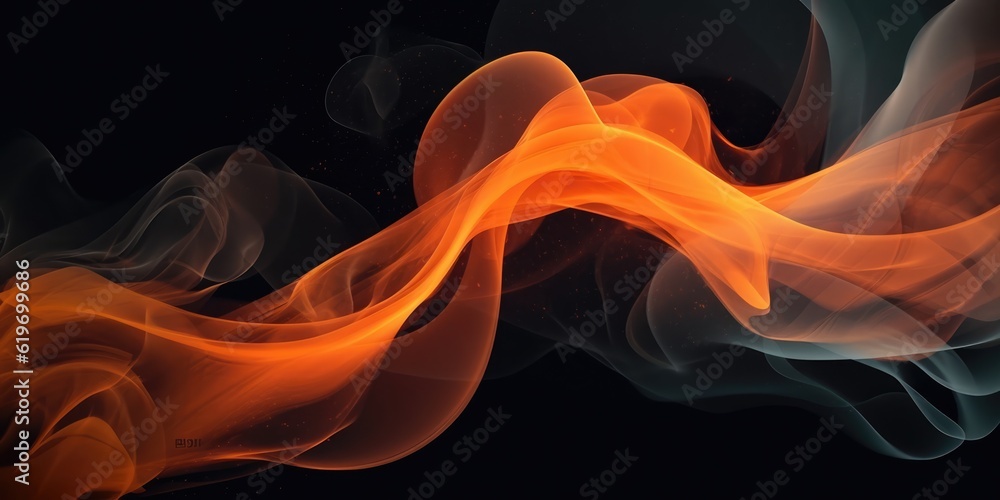 Fototapeta premium Gray background, Gray and orange smoke, Abstract color mix, generative ai