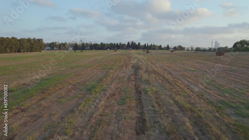 The wheat fields of the Mikveh Israel Agricultural School near Holon - low altitude aerial view photo