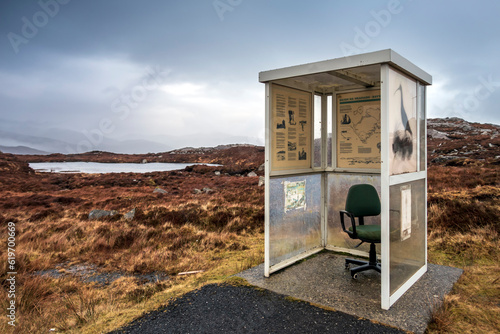 Tourist Information booth by roadside south of Tarbert, Isle of Harris, Outer Hebrides, Scotland photo