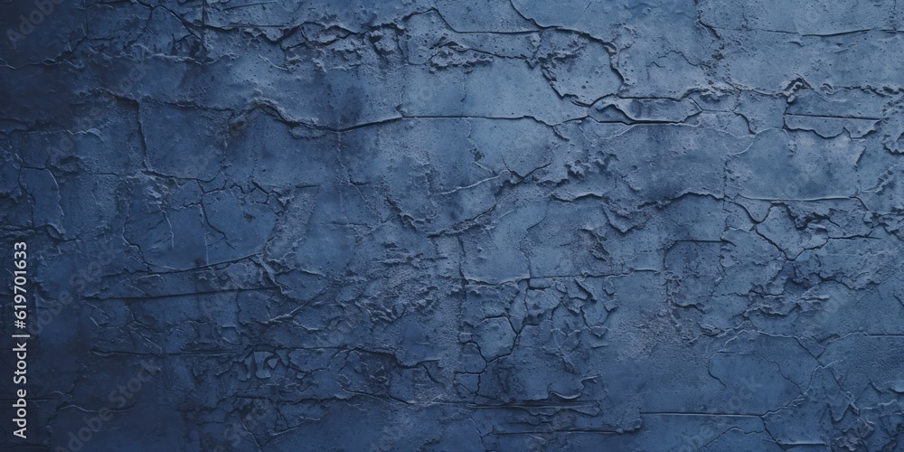 Obraz premium Beautiful grunge navy blue stucco wall background. Panoramic abstract decorative dark background. Wide angle rough stylized texture wallpaper with copy space for design, generative ai
