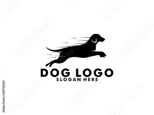 Dog logo vector, simple minimal dog care logo design, silhouette dog logo