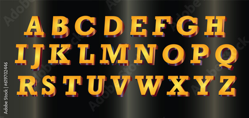 3d gradient font, alphabet letters font