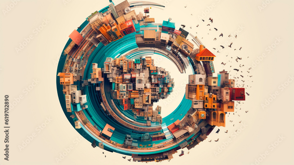 Striking visual representation of a circular economy in motion. Generative AI - obrazy, fototapety, plakaty 