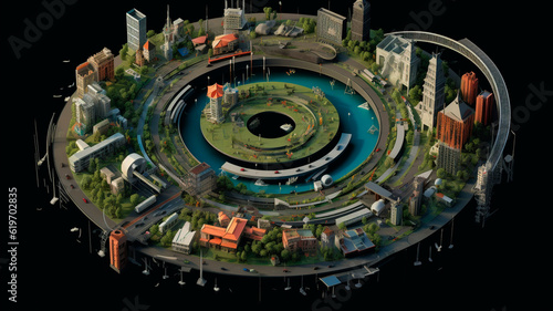 Striking visual representation of a circular economy in motion. Generative AI